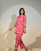 Pink Floral Co-Ord Set for Women – Casual Cotton Lounge Wear