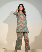 Women’s Teal Floral Co-Ord Set – Printed