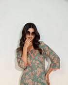 Women’s Teal Floral Co-Ord Set – Printed