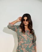 Women’s Teal Floral Co-Ord Set – Printed