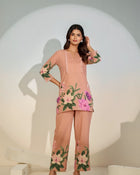 Peach Floral Co-Ord Set for Women – Elegant Printed Outfit