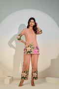 Peach Floral Co-Ord Set for Women – Elegant Printed Outfit