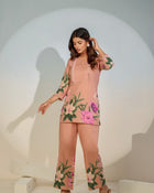 Peach Floral Co-Ord Set for Women – Elegant Printed Outfit