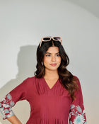 Maroon Bloom Luxe Co-Ord Set