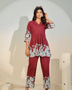 Maroon Bloom Luxe Co-Ord Set