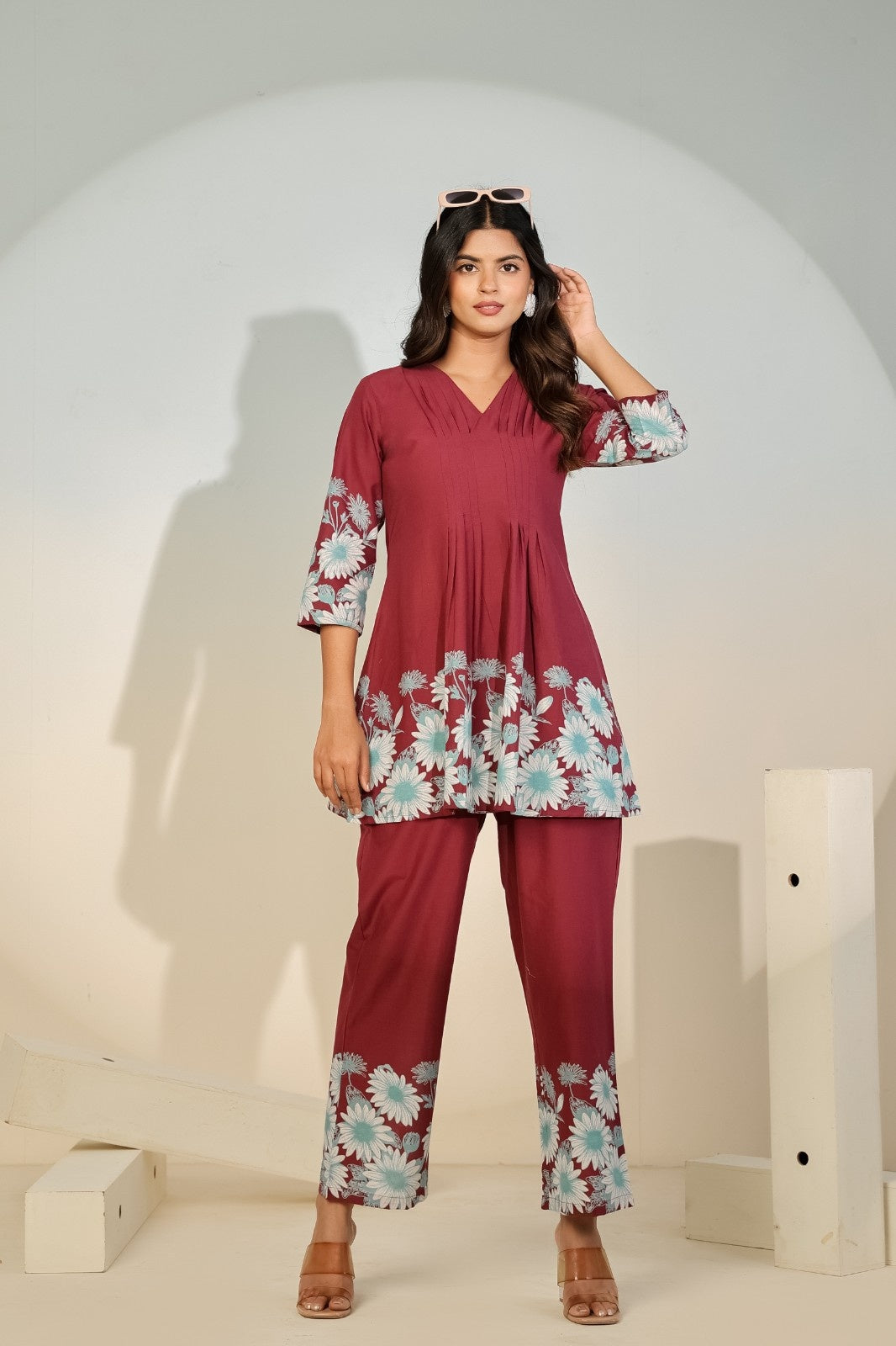 Maroon Bloom Luxe Co-Ord Set