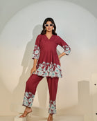 Maroon Bloom Luxe Co-Ord Set