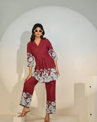 Maroon Bloom Luxe Co-Ord Set