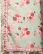 Mint Mirage Floral Embroidered Kurta & Trouser With Dupatta Set