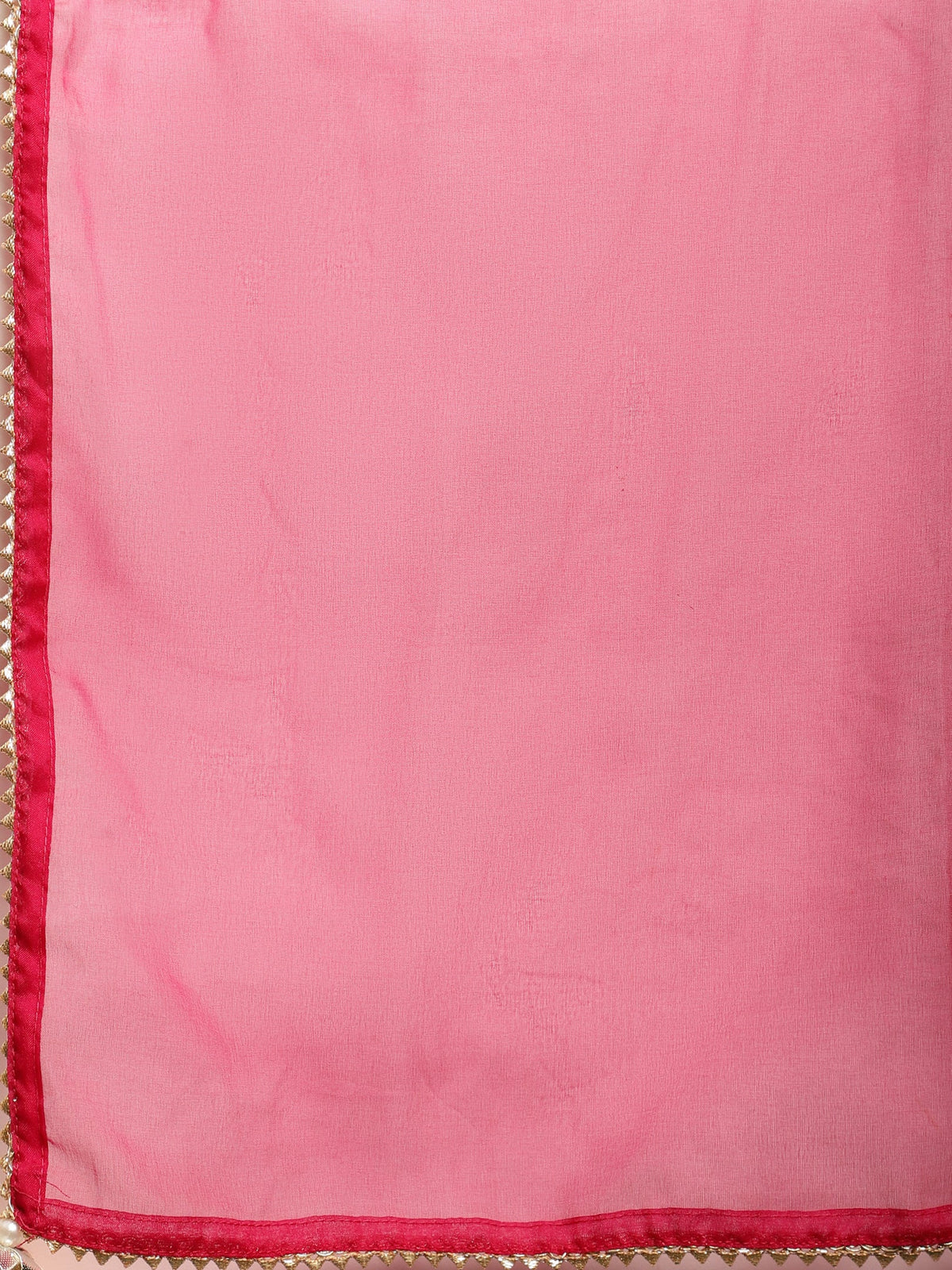 Golden Thread Embroidered Round-Neck Straight Kurta With Trousers & Dupatta