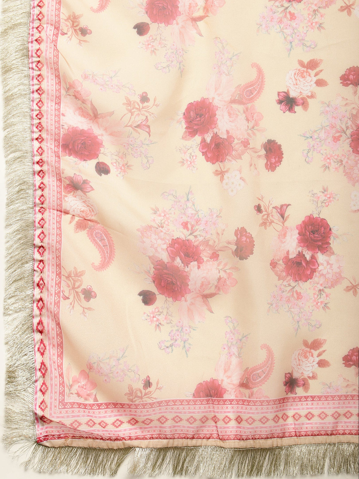 Lunar Taupe Embroidered Straight Kurta Pant with Dupatta Set