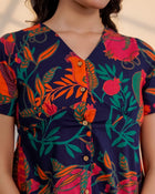 Midnight Bloom – Pure Cotton Floral Printed Top for Women