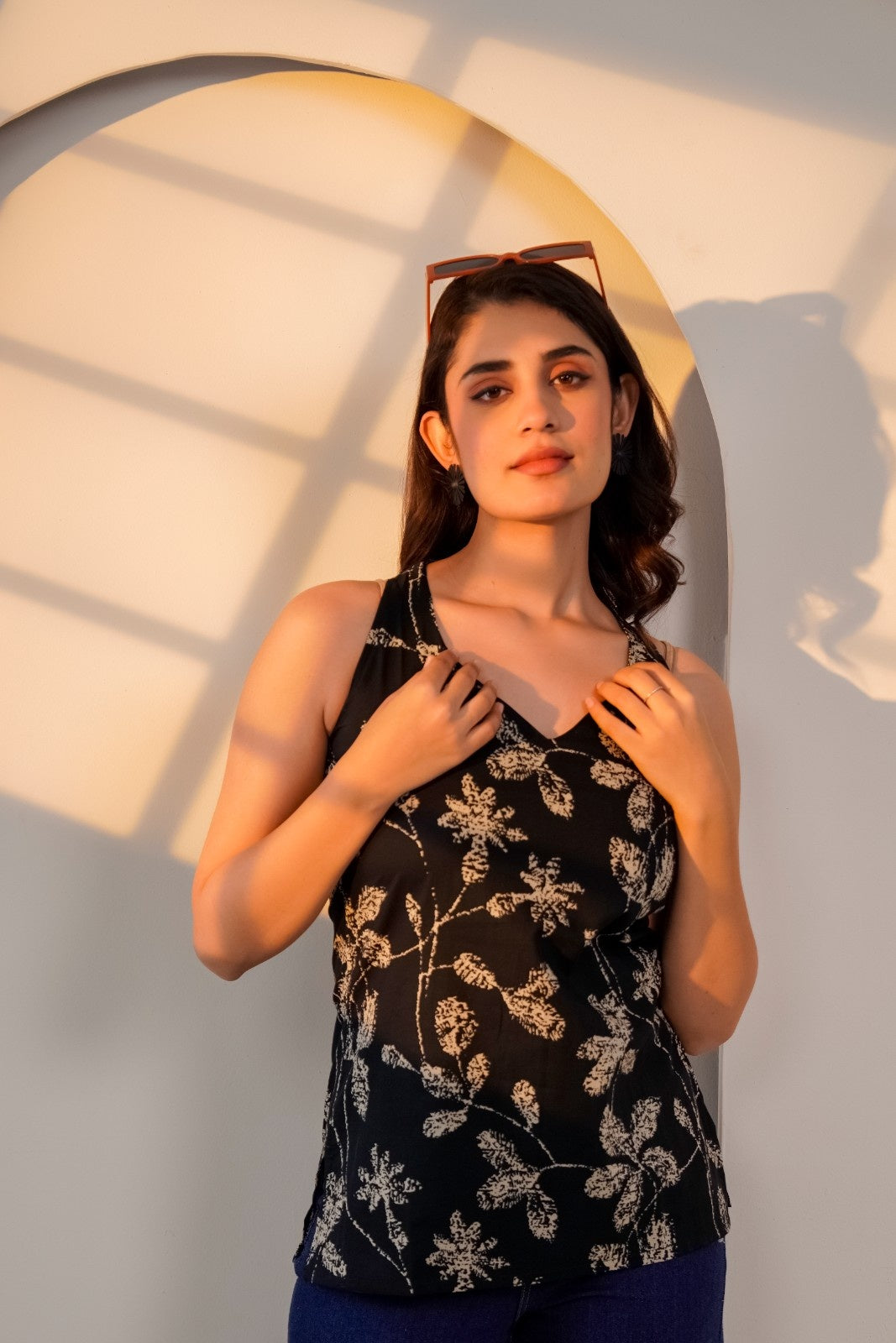 Midnight Bloom Cotton Top